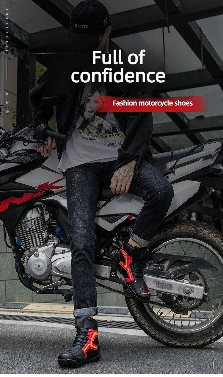 Men Leather Motos Breathable Anti Slip Wear-resistant Riders Boots Motorbike Racing Ankle Length Shoes 2026 New Motorcycle Boots