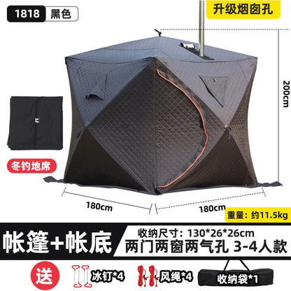 Steam sauna tent winter fishing  outdoor warm snow fishing house winter chimney mouth ice fishing tent