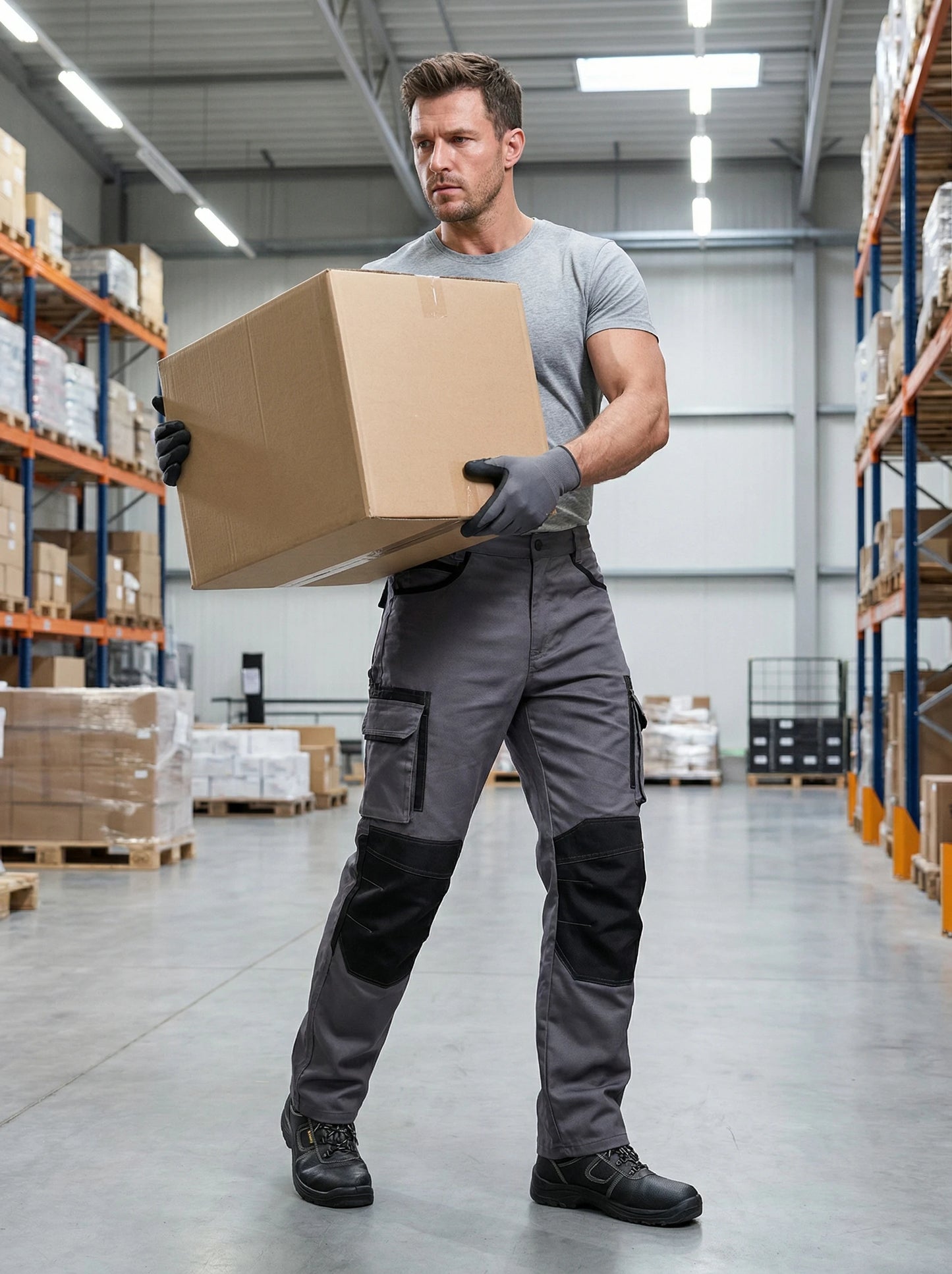 Men's Heavy Duty Work Pants, Non-Stretch Work Trousers with Multi-Function Pockets, Structured Fit, Ideal for Construction