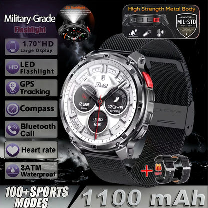 T-Rex3 Pro Militär Smartklocka 2026 – 1100mAh, GPS, Kompass, 5ATM, 14 Färger