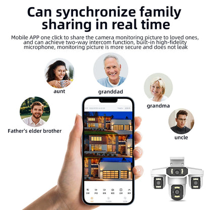 15MP Wifi IP Camera Three Lenses 8K PTZ Four Lens Outdoor Smart Home Wireless Surveillance Cameras Onvif Baby Monitor YOOSEE