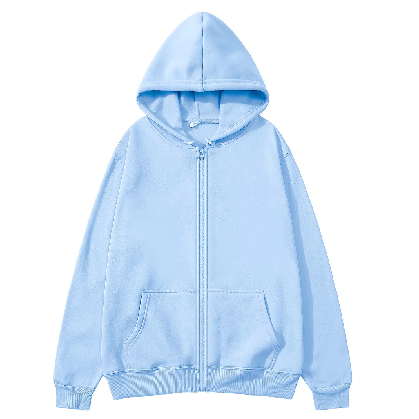 2025New Trendy Sweatshirt Coat Front Pockets Warm Zipper Lamb Wool Jacket Men and Woman Autumn Winter Pure Color Cardigan Hoodie