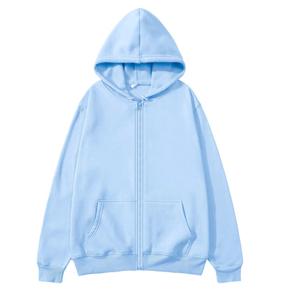 2025New Trendy Sweatshirt Coat Front Pockets Warm Zipper Lamb Wool Jacket Men and Woman Autumn Winter Pure Color Cardigan Hoodie