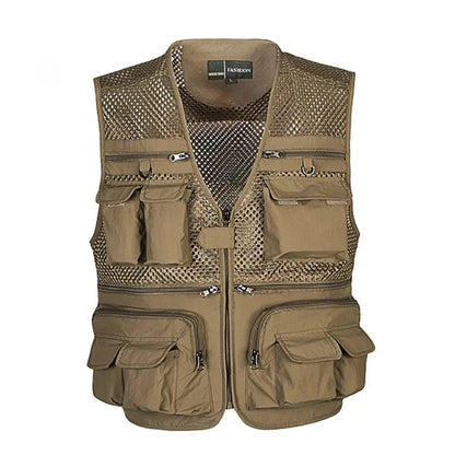 Plus Size Men's Vest Mesh Waistcoat Summer Tool Multi Pocket Work Wear Big Large Cargo Sleeveless Jacket Male Fishing Quick Dry