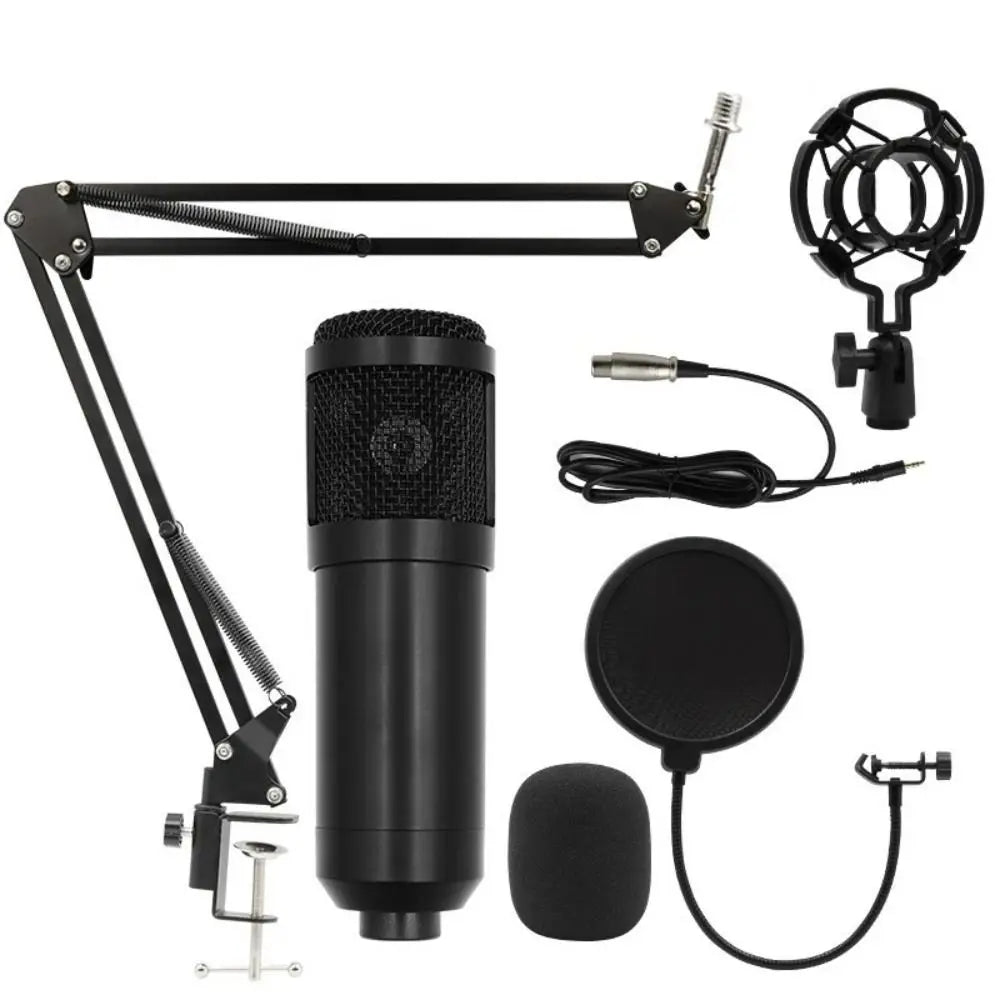 BM800 Condenser Microphone with V8Sound Card Set for Studio Recording AndStreaming Audio Smartphone Live Streaming Bracket Set