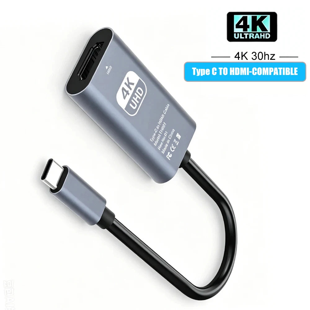 KEBIDU 8K 4K 60Hz 30Hz USB C to HDMI-Compatible Cable Type C HDTV Converter Adapter Cable For iPhone MacBook iPad Phone Laptop