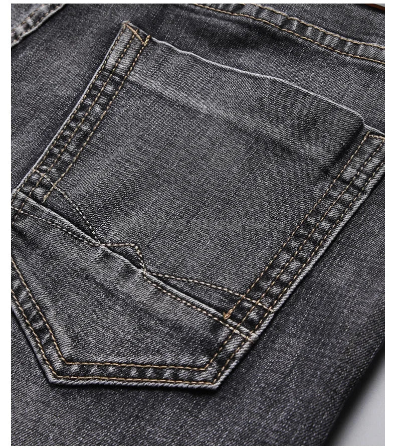 Tunna stretchiga denimjeans för män