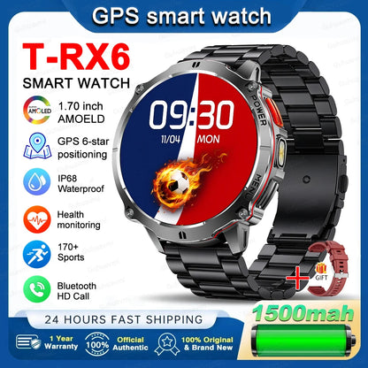 New T-RX6 Ultra Outdoor Sports Smart Watch GPS Compass  Barometer IP68 Waterproof Call Blood Oxygen Military Smartwatch For Men