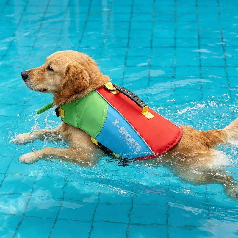 Big Dog Life Jacket with Removable Front Float Hand-Held Pet Life Vests Outdoor Training Swimming Clothes for Medium Large Dogs