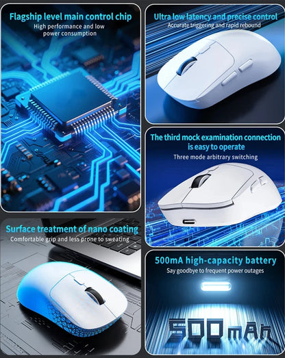 Trådlös Ergonomisk Mus 3-läges Bluetooth + 2,4G USB – Tyst 6 Knappar 1800 DPI Laddningsbar Kontor Gaming, Vit/Röd/Svart