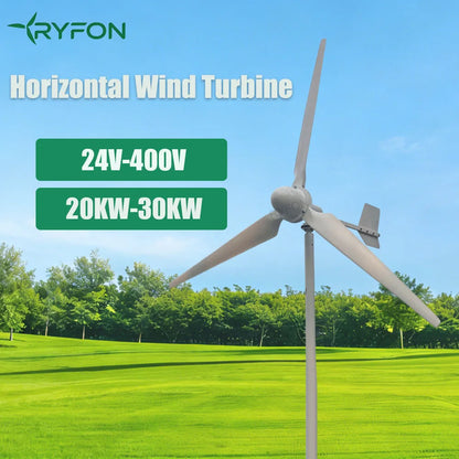 Ryfon Horisontell Vindturbin 20kW/30kW – Permanent Magnet 24–400V Off-Grid/Regulator Hushåll Lantgård Båt Husvagn CE