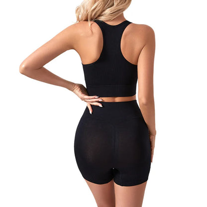 Dam Underkläderset – Sömlös BH & Trosor Crop Top Sport Yoga Fitness, 8 Färger M–XXL