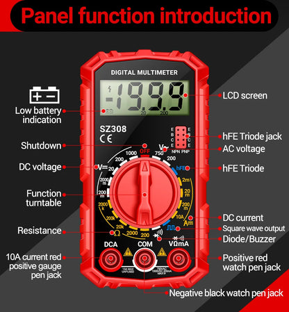 ANENG SZ308 digital multimeter med VD802-spänningspenna