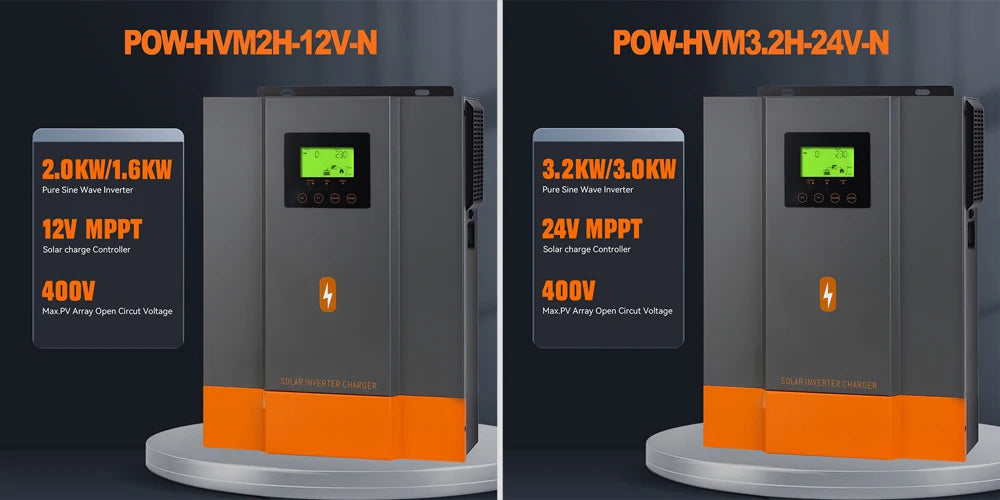 PowMr Hybrid Solväxelriktare 2kW–11kW – Ren Sinusvåg MPPT 120A 12V/24V/48V 220V LiFePO4/Litium/Blåsyra WiFi EU-lager CE