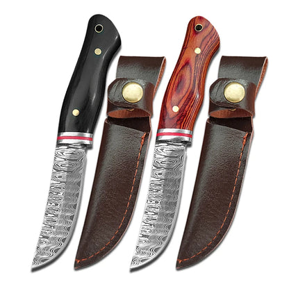 Damascus Pattern Outdoor Utility Knife Survival & Camping Knife Fishing BBQ Cutting Tools