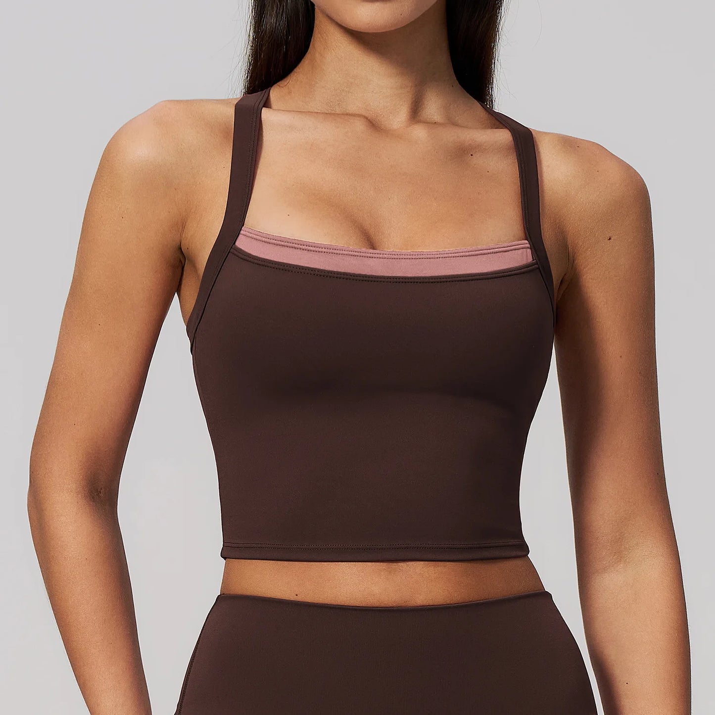 Women Criss Cross Back Yoga Tank Top Push Up Sports Bra Fitness Running Workout Gym Vest Color Block Sport Underwear Crop Top