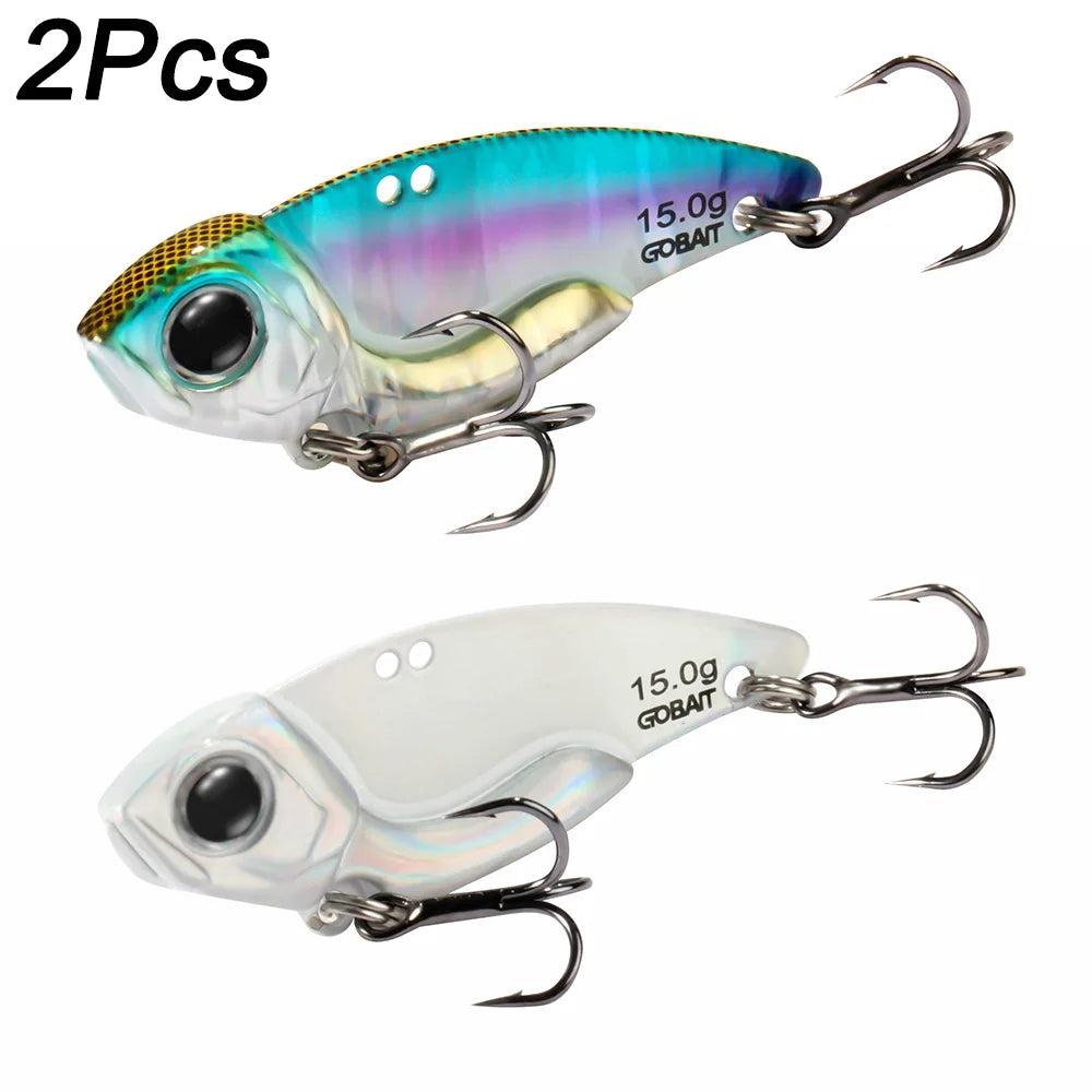 VIB Lure Metal Jig HardBait 7g 10g 15g Spoon Spinner Laser Painting 3D Eyes Fishing Tackle Strong 3X Hooks Swimbait Pesca Bait