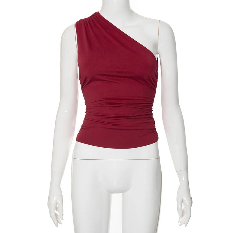 BIDIJONES one-shoulder-topp dam med öppen rygg – enfärgad, S–L