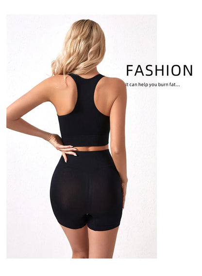 Dam Underkläderset – Sömlös BH & Trosor Crop Top Sport Yoga Fitness, 8 Färger M–XXL