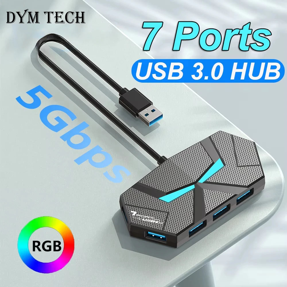 USB 3.0-hubb med 4 eller 7 portar – 0,6 eller 1,2 m