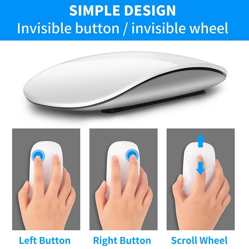 Magic Mouse-stil Trådlös Mus Bluetooth 5.0 Multi-Touch – MacBook Pro/Air/Mini iPad Laptop PC, 4 Färger