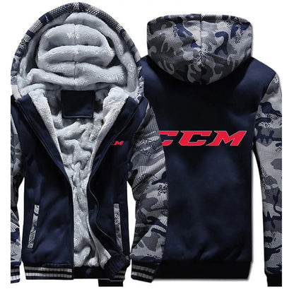 CCM Vinterhoodie Herr – Tjock fleece, dragkedja, solid färg, varm & bekväm, S–5XL, 12 färger