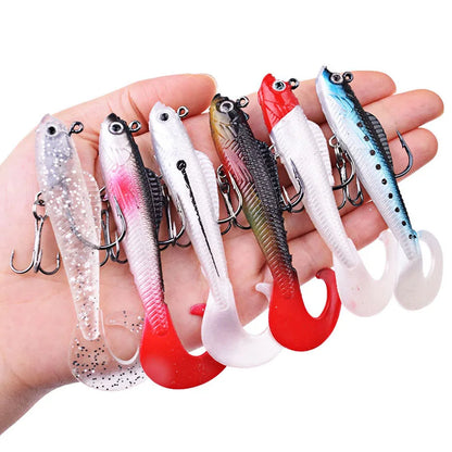 6PCS Wobblers Artificial Baits Fishing Tackle Soft Silicone Bait For Sea Bass Spoon Pike Carp Fishing Lures Swimbait