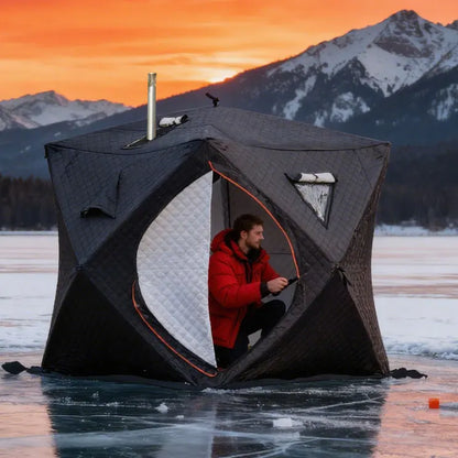 Steam sauna tent winter fishing  outdoor warm snow fishing house winter chimney mouth ice fishing tent