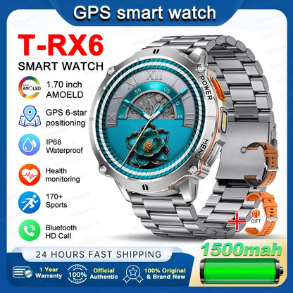 New T-RX6 Ultra Outdoor Sports Smart Watch GPS Compass  Barometer IP68 Waterproof Call Blood Oxygen Military Smartwatch For Men