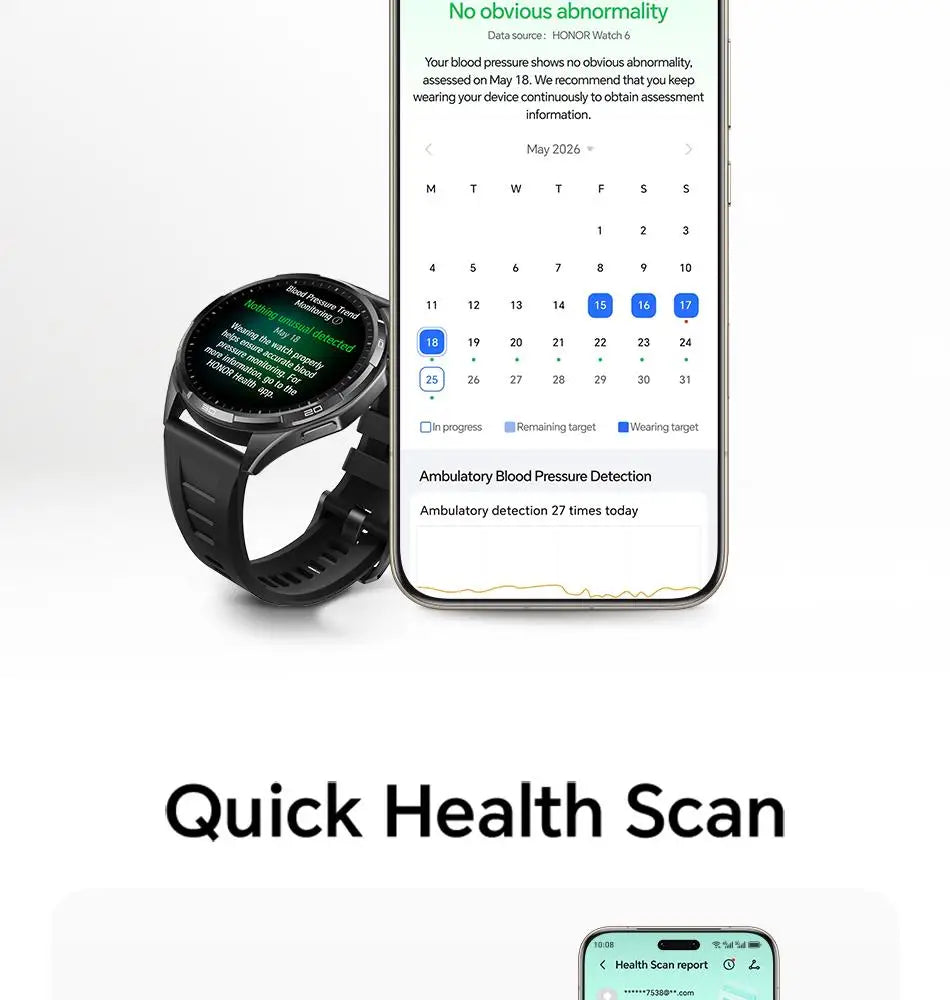 Honor Watch 6 new Smartwatch 1.46" AMOLED Up to 35 days battery life Over 120 training and health modes 5ATM waterproof, IP69 protection, Bluetooth 5.4