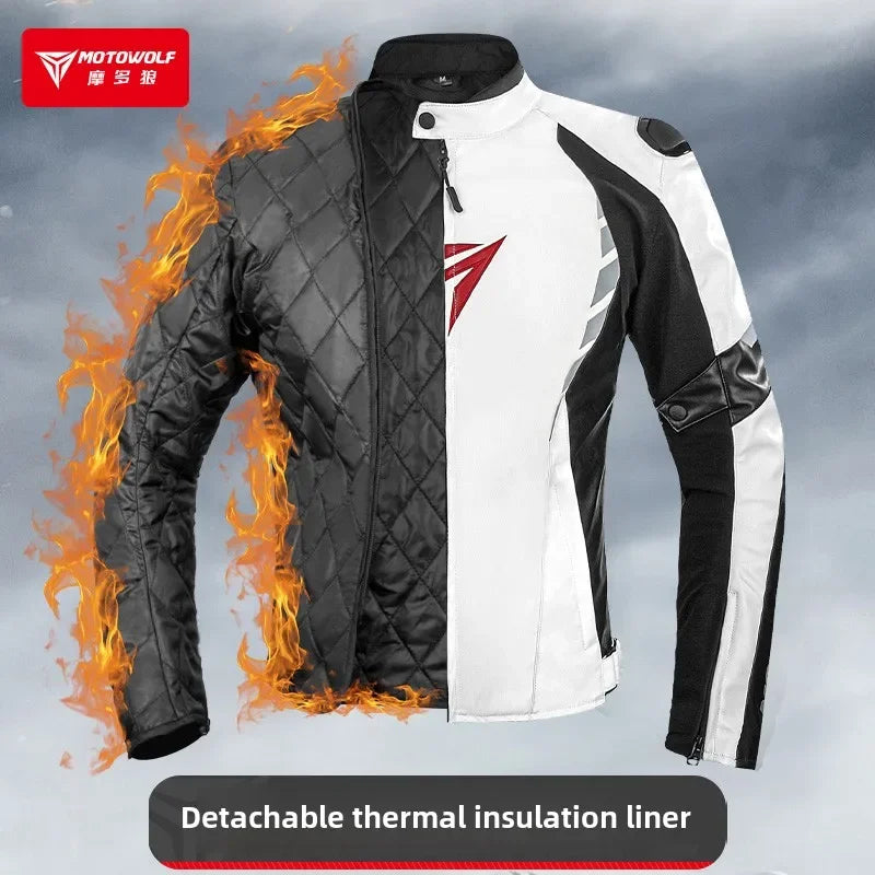 CE Certified Motorbike Leather Jacket for Men Autumn Winter Warm Windproof Riding Coat with Removable Liner Motorcycle Jacket