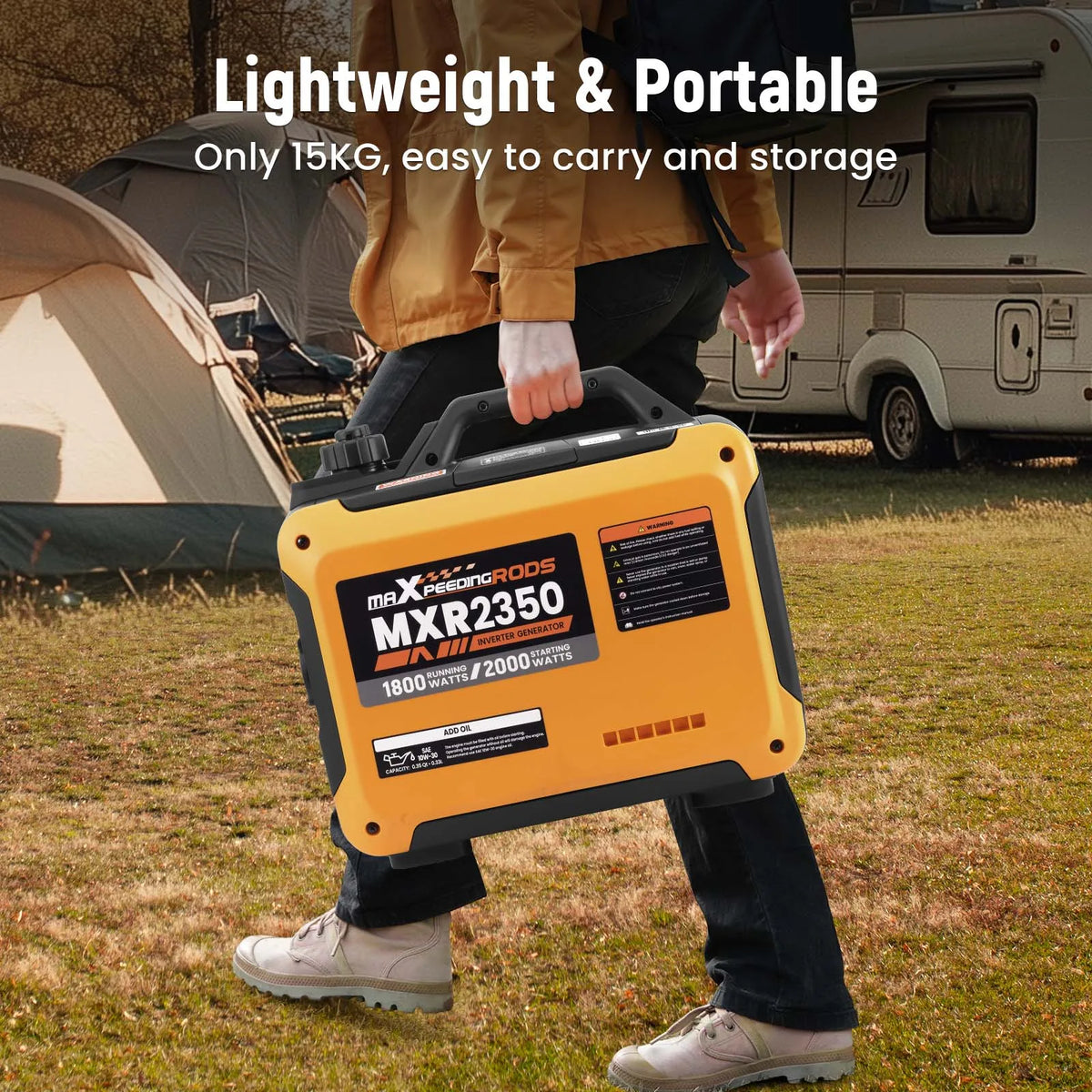 Bärbar 4-takts inverter-elverk 2kW 230V med USB-port för camping och husbil