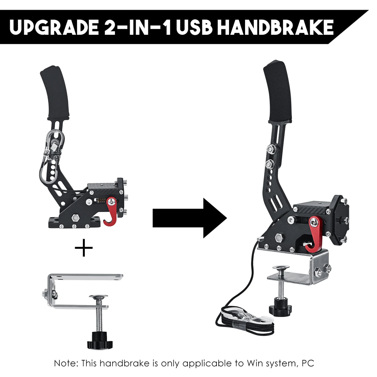 2-in-1 USB Handbrake ,64-bit USB handbrake for Racing Games Steering Wheel Stand G27 G29 G920 PC Supports PC Windows System