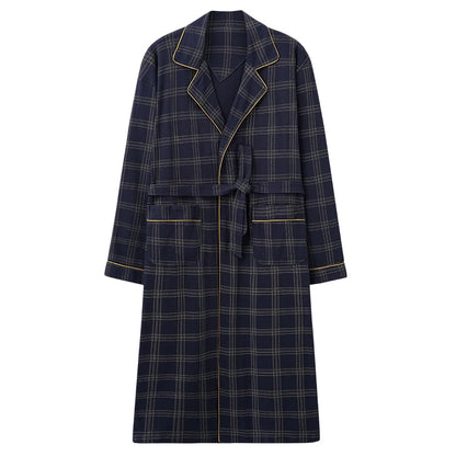 Herr Badrock Lång Kimono – 100% Bomull Rutig Höst, 6 Motiv M–4XL