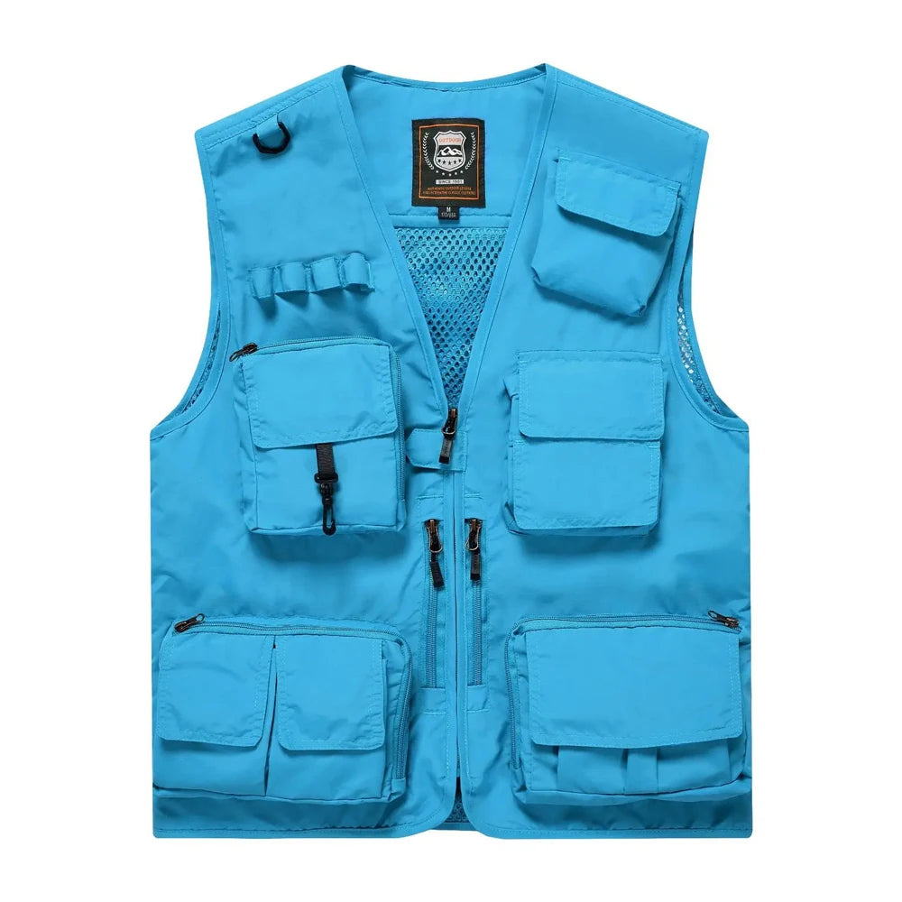 S-7XL Multi Pocket Work Vest for Men Women Volunteer Working Uniforms Logo Printing Fishing Photography Workwear Vest