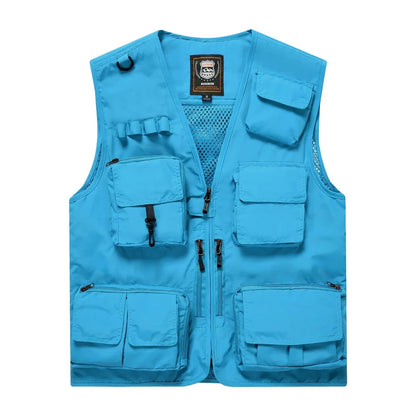 S-7XL Multi Pocket Work Vest for Men Women Volunteer Working Uniforms Logo Printing Fishing Photography Workwear Vest
