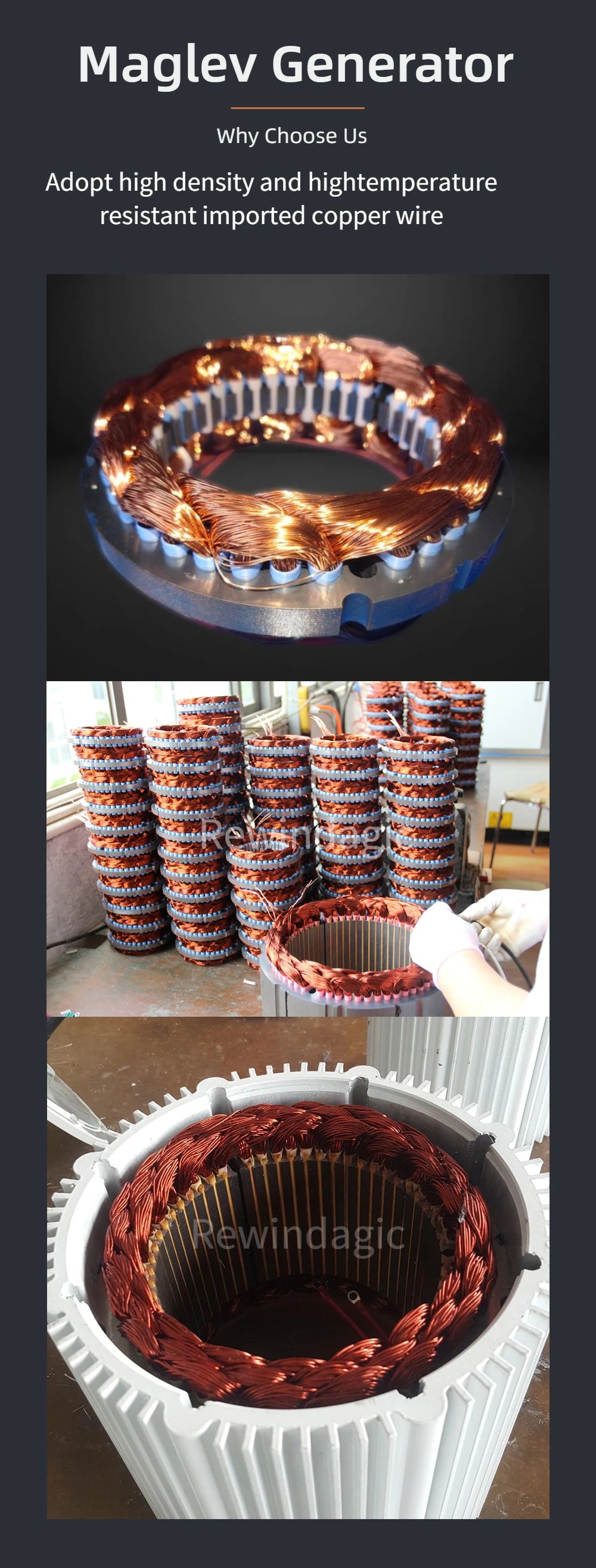 Rewindagic Horisontell Vindturbin 30kW/40kW/50kW – Kärnlös Magnetlevitation 3 Glasfiberblad 48V/96V/220V MPPT/Nätansluten Hushåll CE