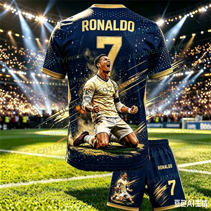 New Special Edition No.7 Fans Football Jersey Tee Shorts Set Women Men Sportwear Summer Casual Kids Tshirt Set 2 Piece Set