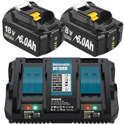 For Makita BL1830 Battery Rechargeable 6000mAh/9000mAh BL1840 BL1850 BL1860 18V Replacement With Single 4A/Dual 6A Charger