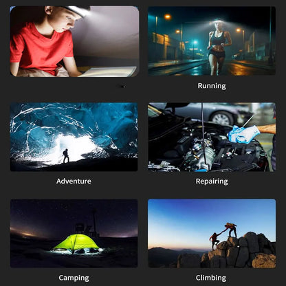 VASTFIRE COB+XPE Pannlampa med Rörelsesensor – USB-C, 455 Lumen, 5 Lägen, Vattentålig, Camping & Fiske