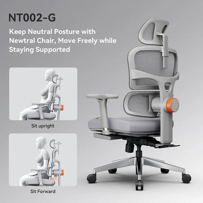 NEWTRAL NT002 Ergonomic Chair with Desktop,Adaptive Lower Back ,Footrest 4 Recline Angle Adjustable Backrest Armrest Headrest