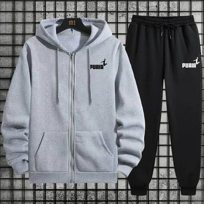 New in Women Tracksuit Trend Printing Hooded Sweatshirts Pants 2Pcs Set Casual Zipper Overcoat Suit Daily Clothing Autumn Winter