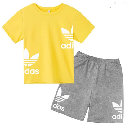 New Children Letter-Print Summer T-shirt Boy Girl Toddler3-12Years Short-Sleeved+Shorts Charming Casual Fashion Sports Brand Set