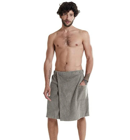 Men's Wearable Bath Wrap Towel With Pocket Adjustable Fastener Soft Terry Cloth Shower Wrap Skirt Spa Gym Sauna Home Bath Robe