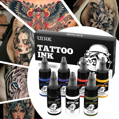 DQFART UINK Tatueringsbläck 7-pack 20ml – CPNP Vattenbaserat 36 Mån Hållbarhet Body Art Nybörjare & Proffs 2026