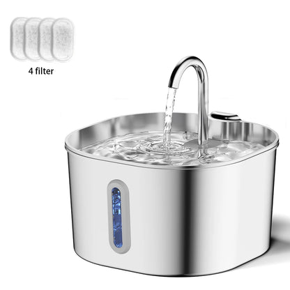 Stainless Steel Cat Water Fountain,2.2L,Pet Water Dispenser With Filter,Dog Drinking Fountain For Cats,Ultra Quiet Water Pump