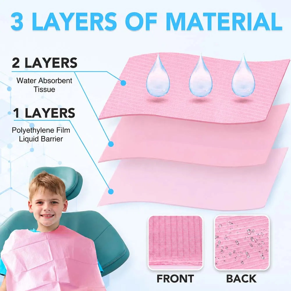 Disposable Tattoo Bibs 3-Ply Waterproof Dental Bibs Sheet Tattoo Table Covers Clean Pad for Nail Salon Dental Clinic Tattoo Shop