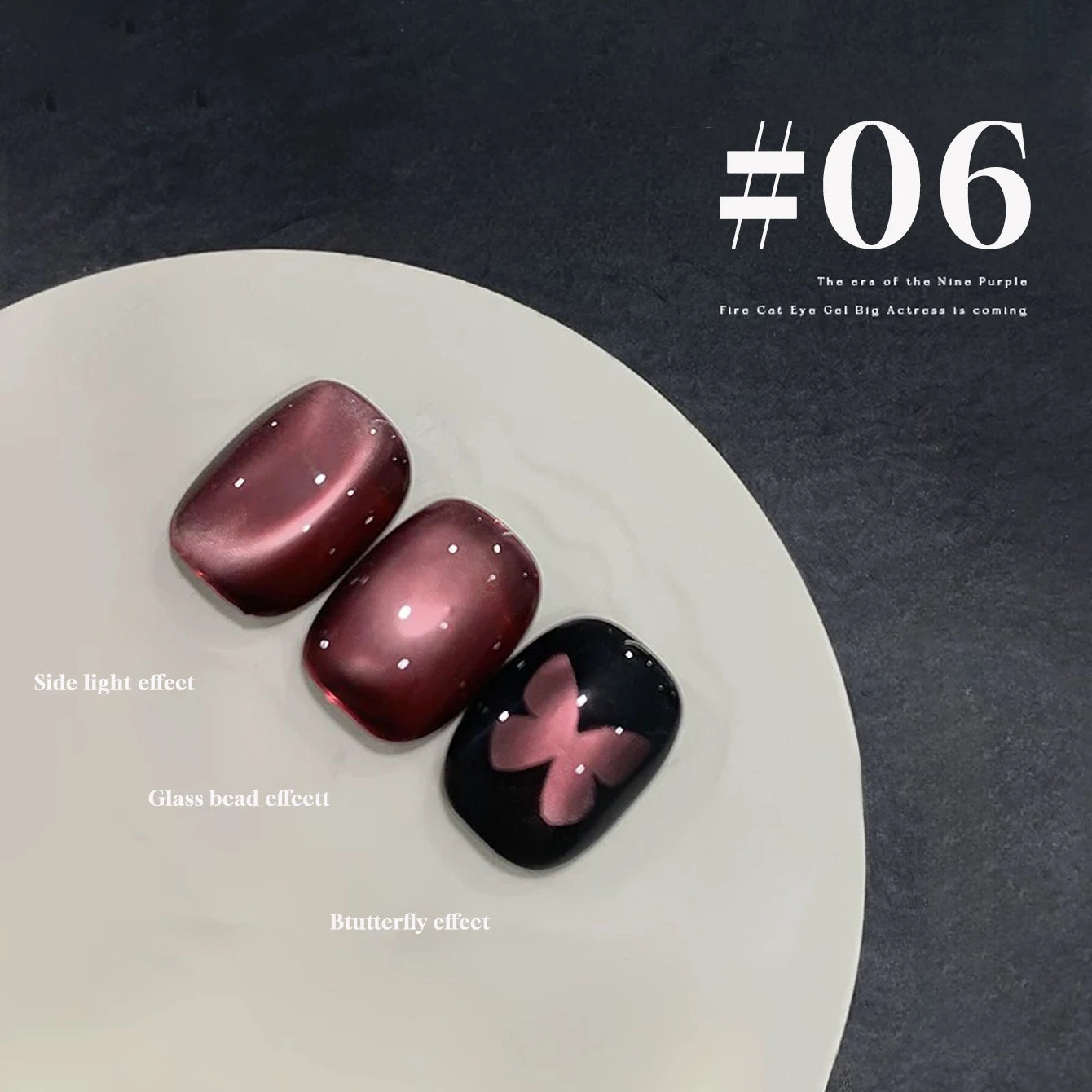 MIANEL 12ML Hibiscus Purple Cat Eye Gel Nail Polish Super Whitening Glass Beads Cat Eye Nails Purple Nials Blue Nails 1-12PCS