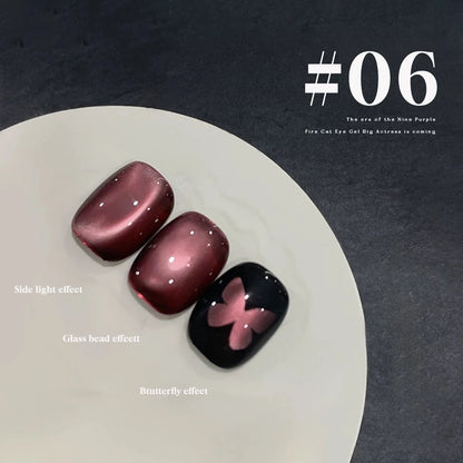MIANEL 12ML Hibiscus Purple Cat Eye Gel Nail Polish Super Whitening Glass Beads Cat Eye Nails Purple Nials Blue Nails 1-12PCS