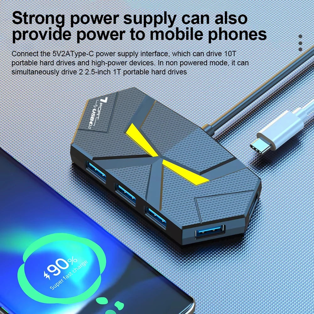 USB 3.0-hubb med 4 eller 7 portar – 0,6 eller 1,2 m